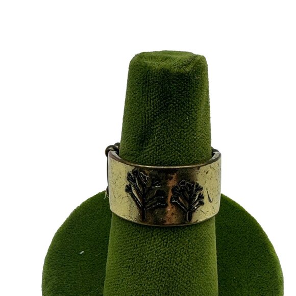 Vintage Adjustable Brass Tree Motif Ring - Picture 1 of 5
